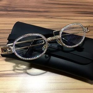 Iced Out diamond sunglasses round lense glasses